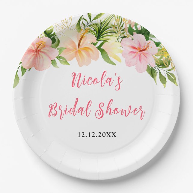 Tropical Jungle Floral Bridal Shower Pappteller (Vorderseite)