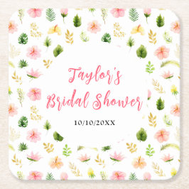 Tropical Jungle Floral Bridal Shower Rechteckiger Pappuntersetzer