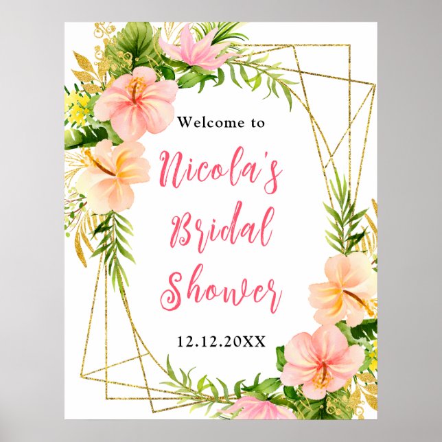 Tropical Jungle Floral Bridal Shower Welcome Poster (Vorne)