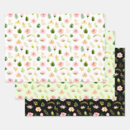 Tropical Jungle Floral Pattern Geschenkpapier Set