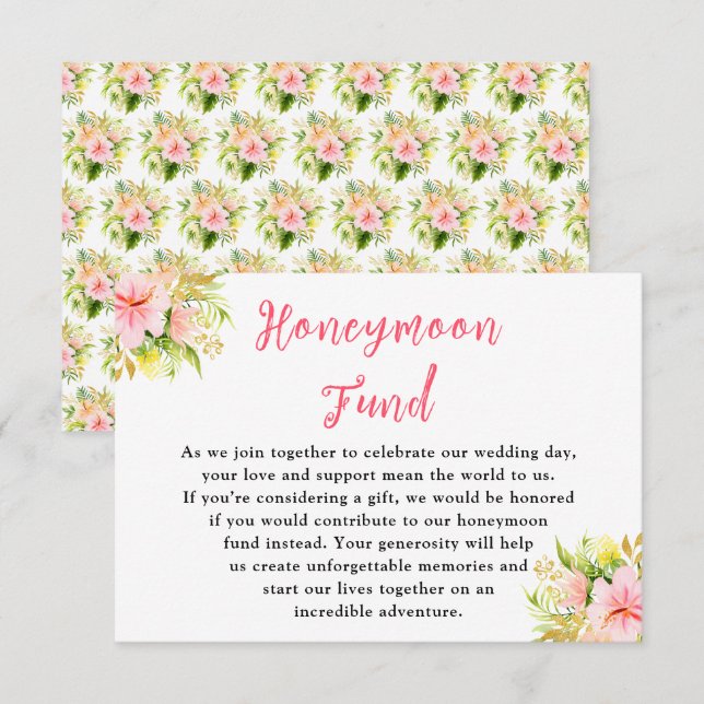 Tropical Jungle Floral Wedding Honeymoon Fund Begleitkarte (Vorne/Hinten)