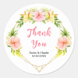 Tropical Jungle Floral Wedding Thank You Runder Aufkleber