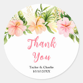 Tropical Jungle Floral Wedding Thank You Runder Aufkleber