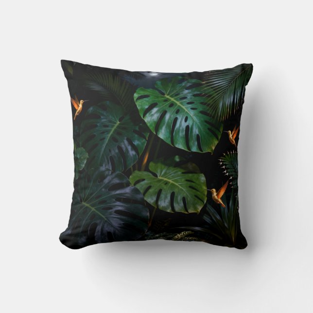 Tropical Jungle Leaves Decorative Throw Pillow Kissen (Vorderseite)