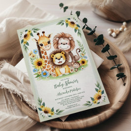 Tropical Jungle Safari Animals Baby Dusche Einladung