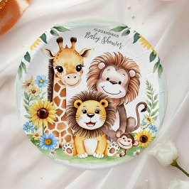 Tropical Jungle Safari Animals Baby Dusche Pappteller