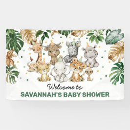 Tropical Jungle Safari Animals Kinderdusche Willko Banner