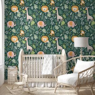 Tropical Jungle Safari Animals Patter Tapete
