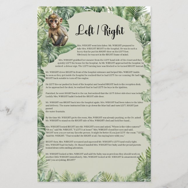 Tropical Jungle Safari Tiere Verlassen Richtiges S (Vorderseite)