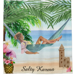 *~* Tropical Karma Beach Frau Hammock AR29 Dusche Duschvorhang