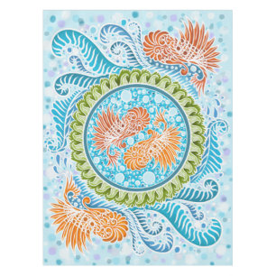 Tropical Koi Mandala Vibranly Ocean Zen Art Tischdecke