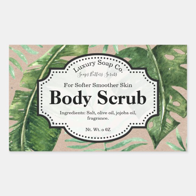 Tropical Kraft Body Scrub Label Rechteckiger Aufkleber (Vorderseite)