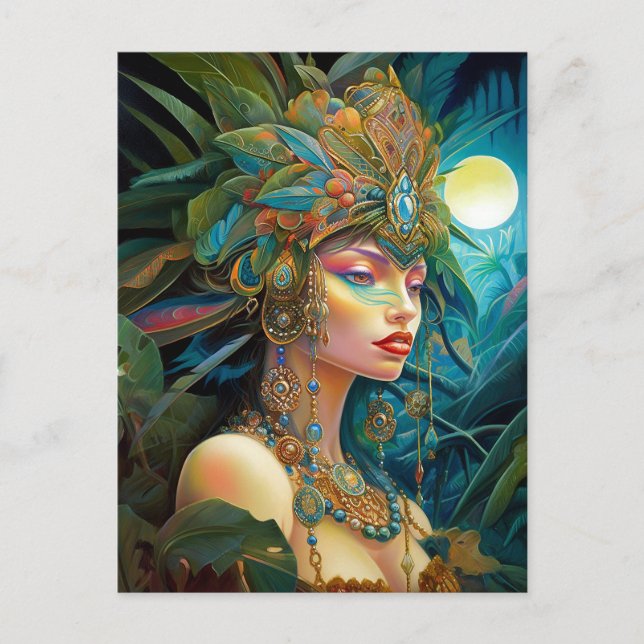 Tropical Lady Fantasy Art Postkarte (Vorderseite)