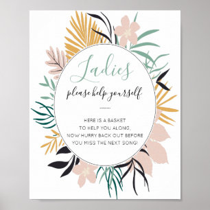Tropical Ladys Bathroom Basket Wedding Poster
