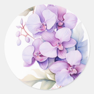 Tropical Lavender Orchids Hawaiian Runder Aufkleber