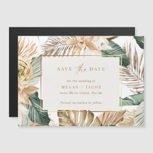 Tropical Leaf Beach Hochzeit Save the Date Magneteinladung