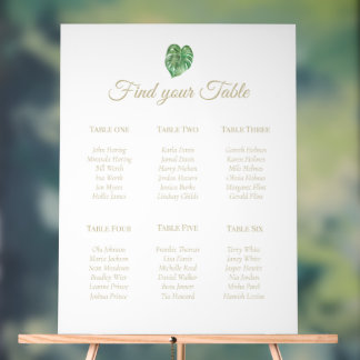 Tropical Leaf Gold Text Acrylic 6 Tischplan-Schild Acrylschild