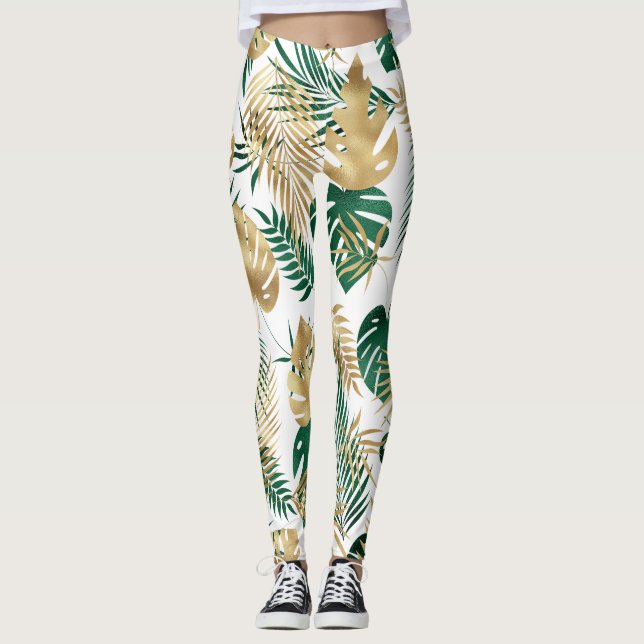 Tropical Leaf Pattern  Leggings (Vorderseite)