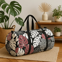 Tropical leaves bold exotic modern edgy botanical duffle bag