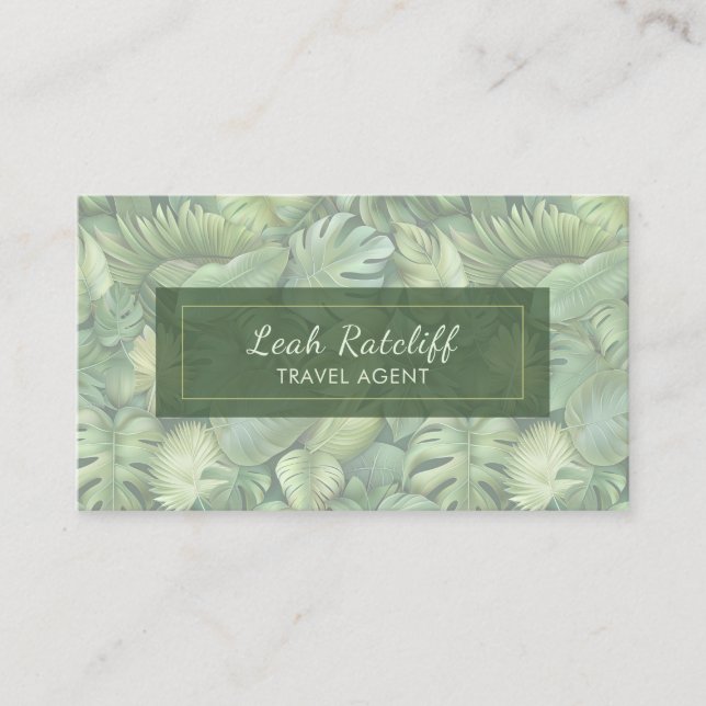 Tropical Leaves Business Card Visitenkarte (Vorderseite)