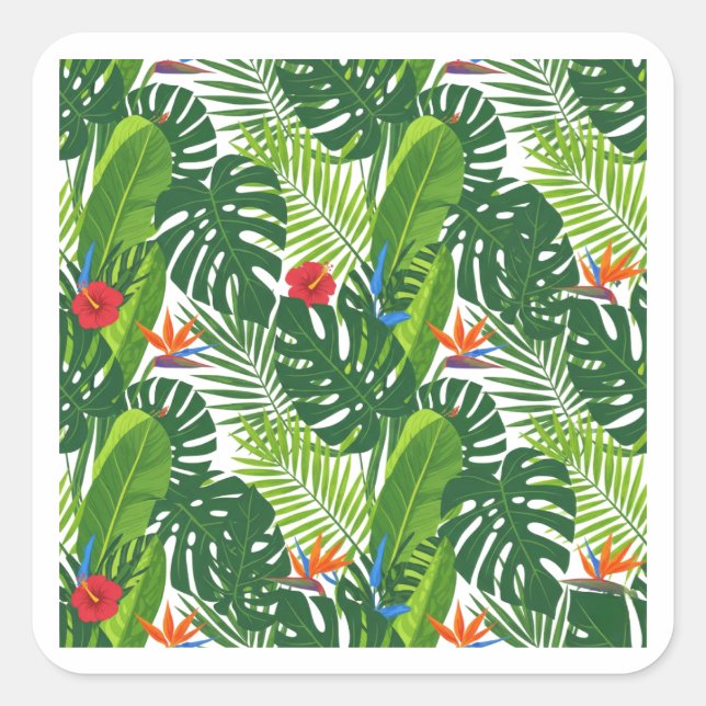 Tropical Leaves Floral Pattern Art Sticker (Vorderseite)