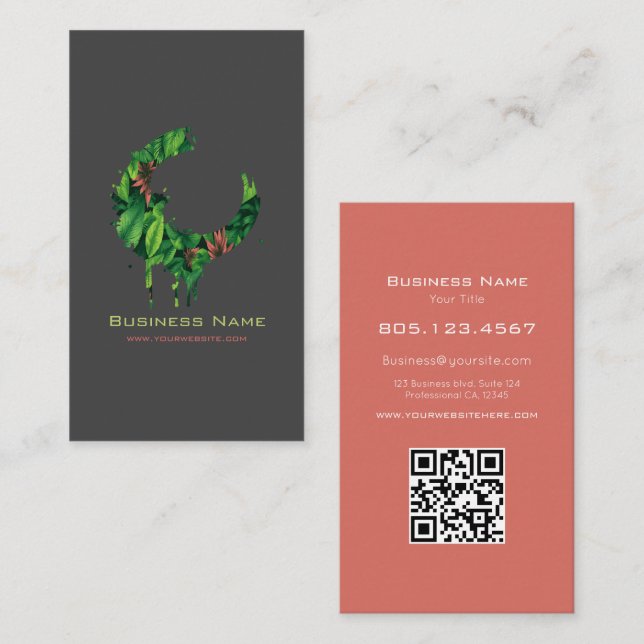 Tropical Leaves & Flowers Swirl | Modern Custom Visitenkarte (Vorne/Hinten)