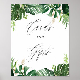 Tropical Leaves Karten und Geschenke Hochzeitsschi Poster