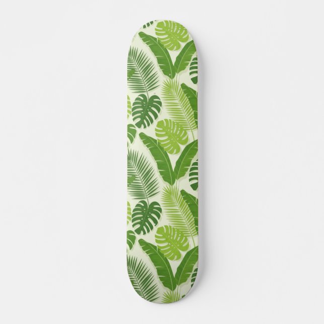 Tropical Leaves & Monstera Seamless Pattern Skateboard (Vorne)