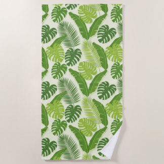 Tropical Leaves & Monstera Seamless Pattern Strandtuch