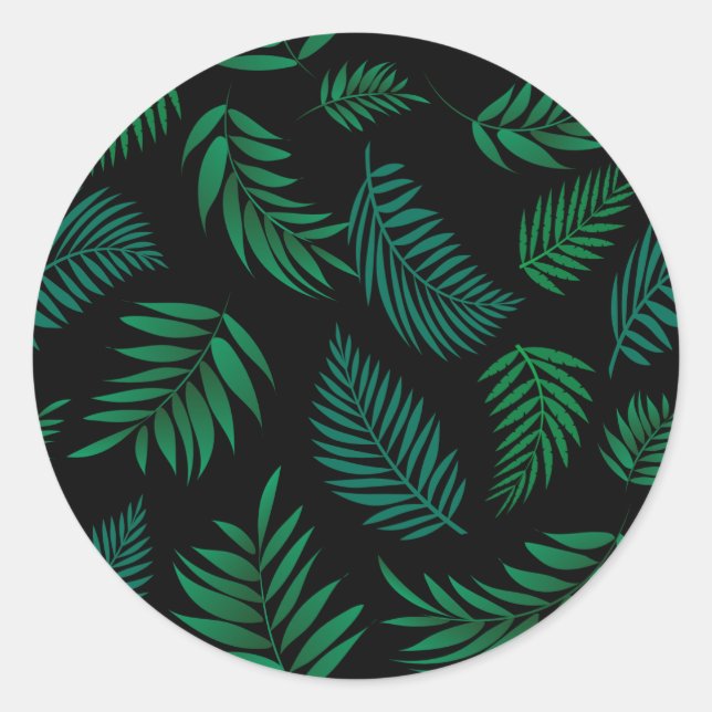 Tropical Leaves Pattern 2 Runder Aufkleber (Vorderseite)