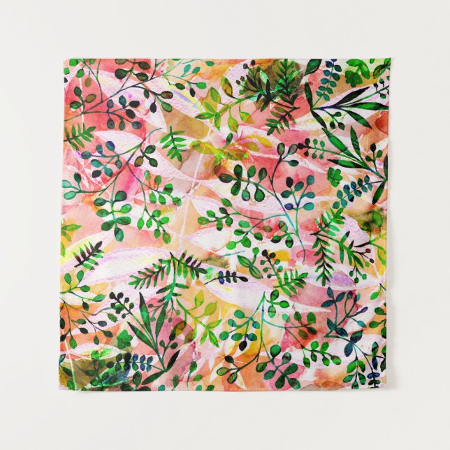 Tropical leaves pattern repeating. Artistic photo  Wandteppich (Vorderseite)