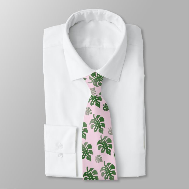 Tropical Leaves Pattern Wedding Party Dancing  Krawatte (Gebunden)
