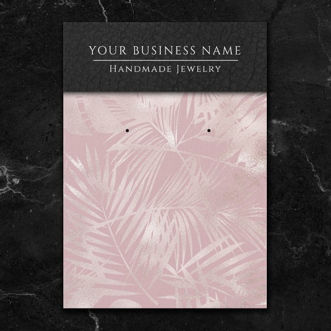 Tropical Leaves Pink Black Earring Display Cards (Von Creator hochgeladen)