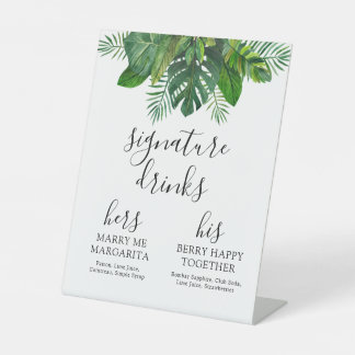 Tropical Leaves Signature Drink Sign Sockelschild