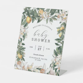 Tropical Lemon Citrus Baby Dusche Wasserfarbenpede Sockelschild