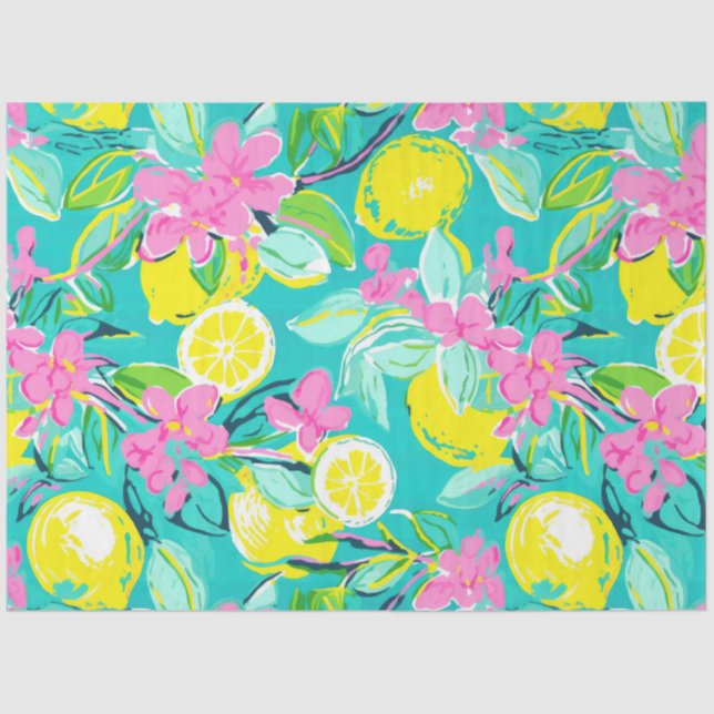 Tropical Lemon Floral Decoupage Seidenpapier (Vorderseite)
