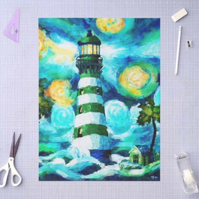 Tropical Lighthouse & Palmen Decoupage Seidenpapier (Basteln)