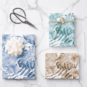 Tropical Lila Blue Cream Floral Blätter Geburtstag