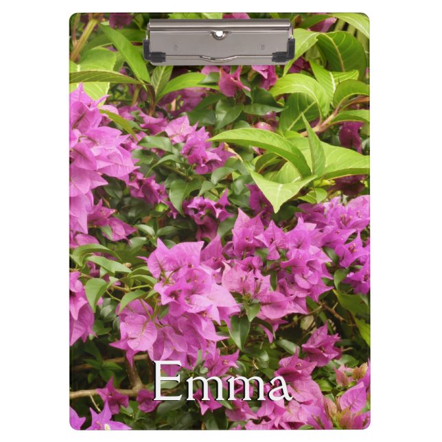 Tropical Lila Bougainvillea Floral Klemmbrett (Vorderseite)