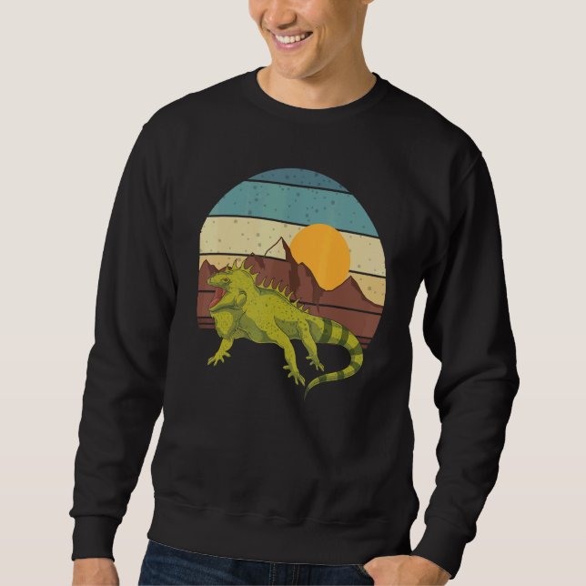 Tropical Lizard Animal Reptile Mountains Sunset Sweatshirt (Vorderseite)