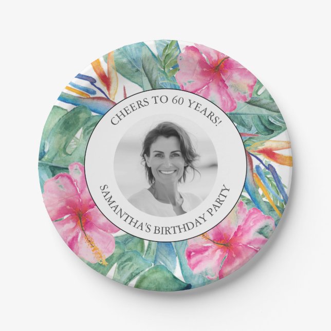 Tropical Luau 60. Geburtstag Teller (Vorderseite)