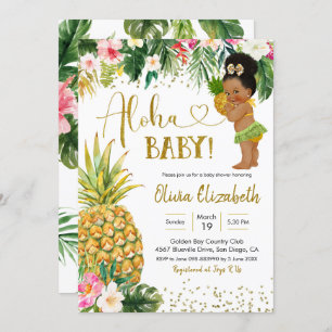 Tropical Luau African Afro Girl Babydusche Einladung