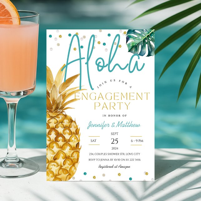 Tropical Luau Aloha Beach Engagement Party Einladung (Tropical Luau Aloha Beach Engagement Party Invitation)