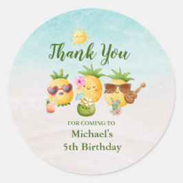 Tropical Luau Ananas Beach Geburtstag Runder Aufkleber