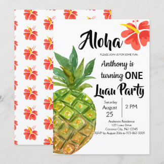 Tropical Luau Ananas Erster Geburtstag Einladung