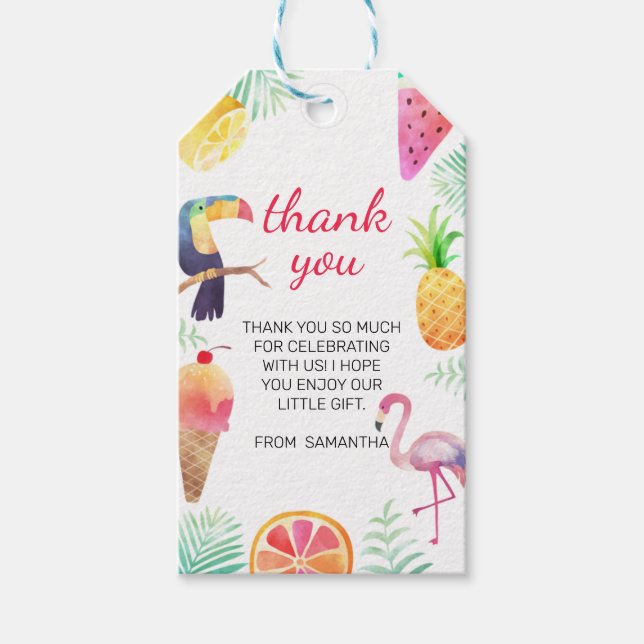 Tropical Luau Birthday Geschenkanhänger (Vorderseite)