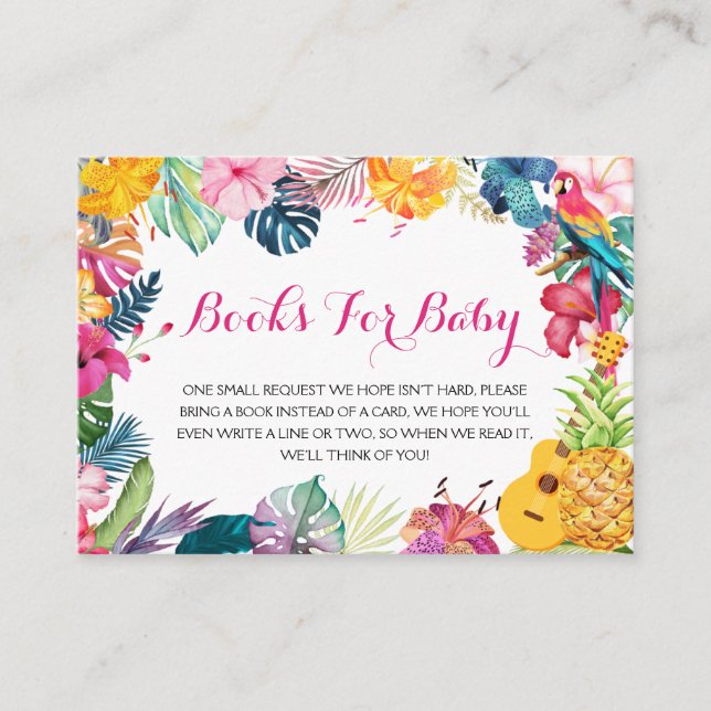Tropical Luau Books für die Babyverpackungskarte Begleitkarte (Vorderseite)
