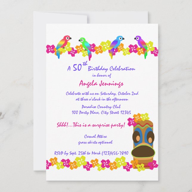 Tropical Luau Einladung (Vorderseite)