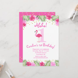 Tropical Luau Flamingo 1st Birthday Girl Einladung