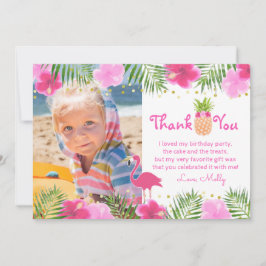 Tropical Luau Flamingo Birthday Girl Vielen Dank Dankeskarte